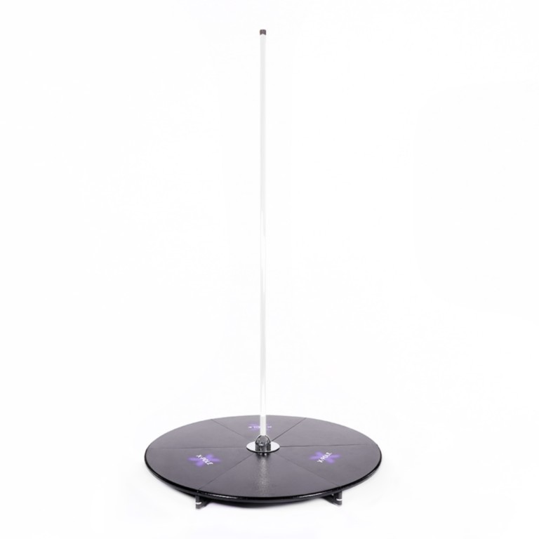 Podium de Pole Dance XPOLE X-STAGE PRO Powder Coated Blanc autoportant avec système X-LOCK, plateforme de 11 cm et barre statique et spinning.
